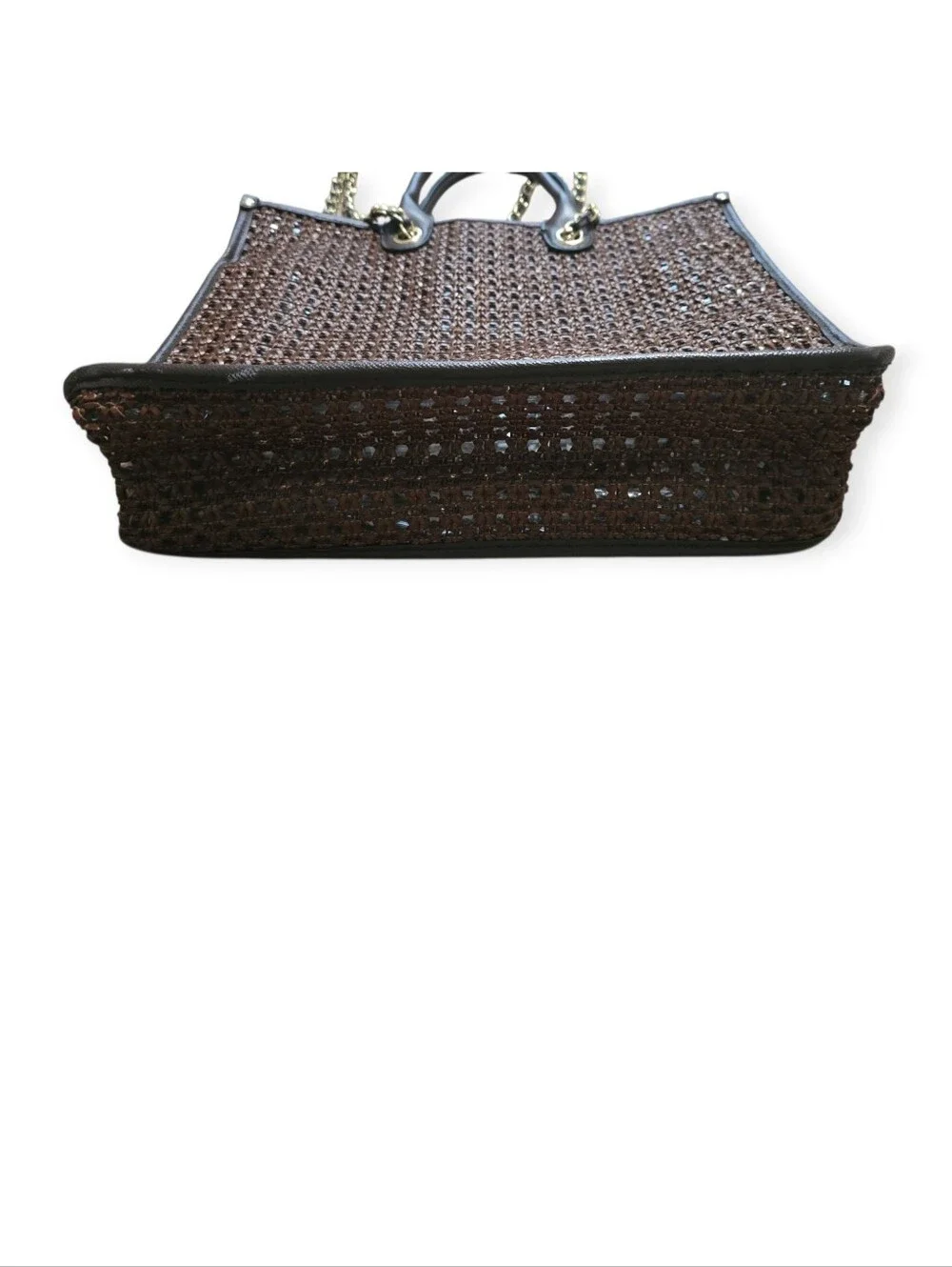 Steve Madden Woven Brown Tote Bag with Chain Strap